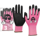 ACE Junior Arbeits-Handschuh für Kinder - 3 Paar Schutz-Handschuhe für die Garten-Arbeit - Pink - 7-8 Jahre (3er Pack)
