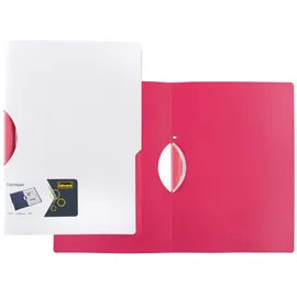 IDENA Clipmappe A4 PP weiß pink 30 Blatt