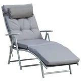 Outsunny Sonnenliege mit Kissen Grau,