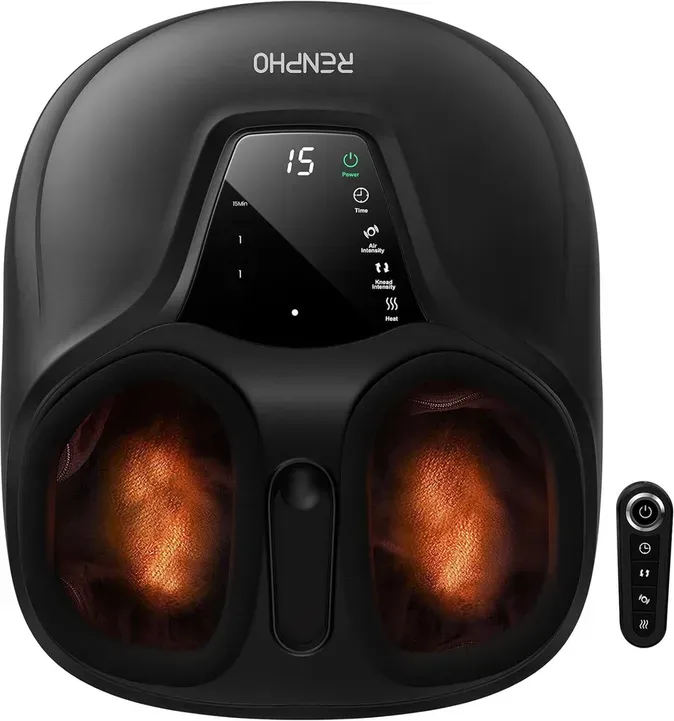 RENPHO Shiatsu Fußmassagegerät, kompakt, mit Wärme, Tiefkneten, Drücken, Auto-Off-Timer und Fernbedienung