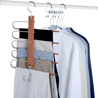 2 Hosenbügel Platzsparend & 2 Edelstahl Multifunktionsbügel – Jeansbügel für den Kleiderschrank, Hosenkleiderbügel – Platzsparender Organizer für verbesserte Aufbewahrung