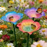 JACKANNA Gartendeko 3 Stück Gartenstecker Vogeltränke Winterfest Insektentränke Pflanzenstecker,Outdoor-Dekoration für Frühling und Sommer, langlebiges,Garten Deko Draußen (Blumen)