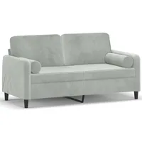 vidaXL 2-Sitzer-Sofa mit Zierkissen Hellgrau 140 cm Samt