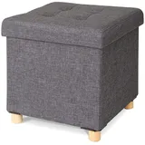 tavora Sitzhocker mit abnehmbaren Deckel Leinen 38 x 38 x 38 cm Grau