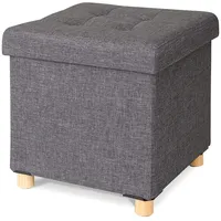 tavora Sitzhocker mit abnehmbaren Deckel Leinen 38 x 38 x 38 cm Grau