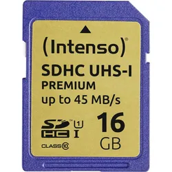 Intenso Premium - Flash-Speicherkarte - 16 GB - UHS Class 1 / Class10 - SDHC UHS...