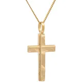 HOPLO Kreuzanhänger Anhänger Kreuz 585-14 Karat Gold mit vergoldeter Silberkette 60 cm, Made in Germany 60 cm Unisex