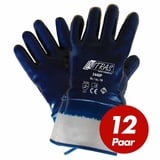 Nitras Nitril-Handschuhe Nitrilhandschuh Premium 3440P vollbeschichtet - VPE 12 Paar (Spar-Set) blau