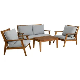 byLIVING Outdoor Sofa-Set LA Palma 134 x 75 x 75 cm Natur/Webstoff hellgrau