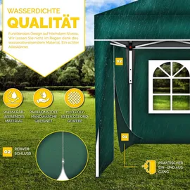 tillvex Faltpavillon 3 x 6 m inkl. 3 Seitenteile Grün
