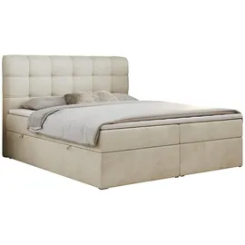 MKS Meble MKS Boxbett, Beige, Textil, 2-Sitzer, H3, Rechteckig, 180x200 cm, Schlafzimmer, Betten, Boxspringbetten