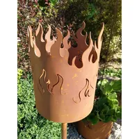 Edelrost Fackel Flamme inkl. Ständer Feuerschale Feuertonne Feuerstelle Metall