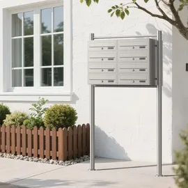 Wiltec 8er Briefkastenanlage Edelstahl weiß