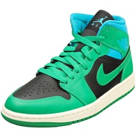 Jordan 1 Mid BQ6472-033 9,5 Damen-Sneaker, Schwarz, Grün, Blau (Black/Lucky Green/Aquatone), 41 EU - 41 EU