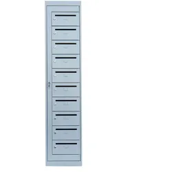Lüllmann Stahl Postverteilerschrank Komfort 10 Fächer 180x40x50cm Lichtgrau 526410