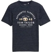 Tom Tailor T-Shirt mit Logo-Print, blau, Meliert, Gr. XXL