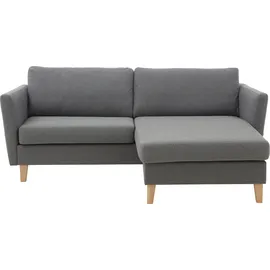 Atlantic Home Collection Ecksofa "Mailo L-Form", grau, B:204cm, ATLANTIC HOME COLLECTION, Sofas, Ecksofa, mit Seitentaschen, Recamiere beidseitig montierbar, Massivholzfüße