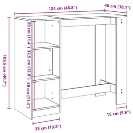 vidaXL Bartisch mit Regal Räuchereiche 124x46x103,5 cm Holzwerkstoff -