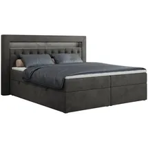 MKS Boxbett, GOLD-6 Led, 160/200 Dunkelgrau Velvet - H3,