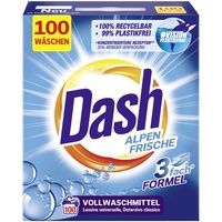 Dash Dash® Alpen Frische Pulver I Waschmittel für weiße Wäsche I 100 Waschladungen I konzentrierte Rezeptur I frische, strahlend reine Wäsche | 6 kg