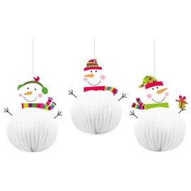 Amscan Hängedeko Wabenball Schneemänner 20cm/3Stk.