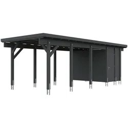 Carport-Geräteraum KIEHN-HOLZ, grau (anthrazit), Holz, Gerätehäuser, BxT: 299x174 cm, nur für Carport KH 320/321