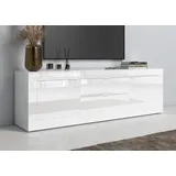 INOSIGN Lowboard Basic Breite 210 cm, TV-Board 2 Türen, 2 Schubkästen, TV-Schrank, Metallgriff, moderne Rahmenoptik, viel Stauraum, Farbauswahl, weiß