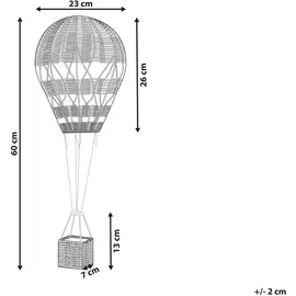 Beliani Wandobjekt Ballon Bemba Rattan 60 cm Naturfarben
