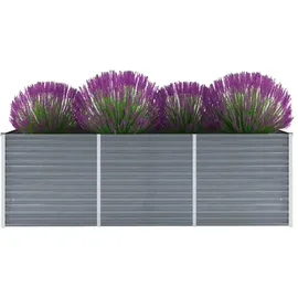 vidaXL Garten-Hochbeet verzinkter Stahl rechteckig 240 x 80 x 77 cm Grau 
