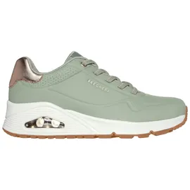 SKECHERS Uno Shimmer Away Sage Durabuck / Rose Gold Duraleather / Mesh Trim 37