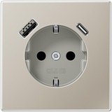 Jung Serie LS SCHUKO-Steckdose mit USB-Ladegerät Safety+, edelstahl (ES 1520-15 CA)