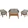 MCW Gartengarnitur MCW-N37, Garten-/Lounge-Set Sofa Sitzgruppe, Poly-Rattan Holz Akazie ~ grau, Kissen hellgrau