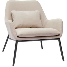 miliboo Design-Sessel im beigen Samtdesign mit schwarzem Metall MAXINE