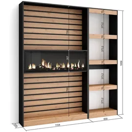 SKRAUT HOME Bücherregal 170 x 25 x 186 cm Eiche/Schwarz