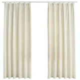 vidaXL Verdunkelungsvorhänge mit Haken 2 Stk. Samt Creme 140x175cm
