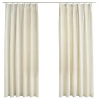 vidaXL Verdunkelungsvorhänge mit Haken 2 Stk. Samt Creme 140x175cm