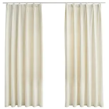vidaXL Verdunkelungsvorhänge mit Haken 2 Stk. Samt Creme 140x175cm