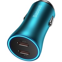 Baseus Golden Contactor Pro car charger 2x USB-C 40W (blue)