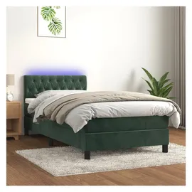 vidaXL Boxspringbett mit Matratze & LED Dunkelgrün 90x190 cm Samt