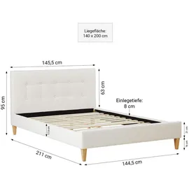 Homestyle4u Polsterbett 140 x 200 cm Beige
