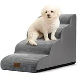 COZY KISS Hundetreppe für Kleine Hunde 50cm, Haustiertreppe für Bett aus Hochdichtem Schwamm, Hunde Treppe Hunderampe mit Waschbarem Bezug und Rutschfestem Boden, 40x72x50cm, 4 Stufen, Grau