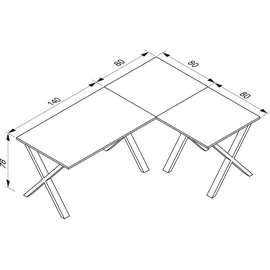 VCM Eckschreibtisch L Form Silber / Weiß
