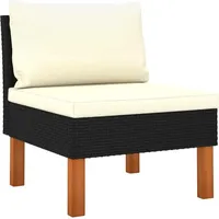 vidaXL 4-Sitzer-Gartensofa mit Kissen Schwarz Poly Rattan