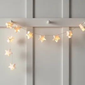 Lights4fun 10er LED Papier Sternen Lichterkette warmweiß batteriebetrieben Innen Leuchtsterne Kinderzimmer Lichterkette Nachtlicht Kinderzimmer