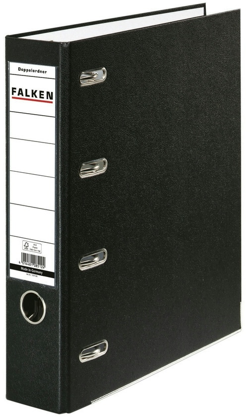 Falken 11285343 10x PP-Doppelordner A4, Rücken 70mm, mit Einsteckschild - Schwarz