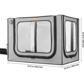 Vevor 3D-Druckergehäuse Druckerzelt (80x58x58 cm), staubdichte & wasserfeste Schutzhülle mit konstanter Temperatur & LED-Beleuchtung & Belüftung, kompatibel mit Bambu Lab A1 Combo Grau