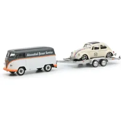 SCHUCO 452033400 1:64 VW T1 mit Käfer "AIRCOOLED BOXER SERVICE"