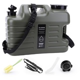 Umikk Wasserkanister mit Hahn10-18L, Camping Wasserkanister BPA-frei Trinkwasserkanister, Tragbarer Mehrzweckkanister Wassertank, Wassertank Camping mit Griffen (18,5L mit Riemen (Armeegrün))