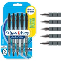 Paper Mate Flexgrip Ultra-Druckkugelschreiber | mittlere Spitze (1,0 mm) | schwarz | 5er-Packung