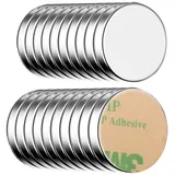 ECENCE Neodym Magnete 20 Stck. - runde Klebe-Magnete selbstklebend - 10x1,5mm - hochwertige NiCuNi-Beschichtung - Scheibenmagnete